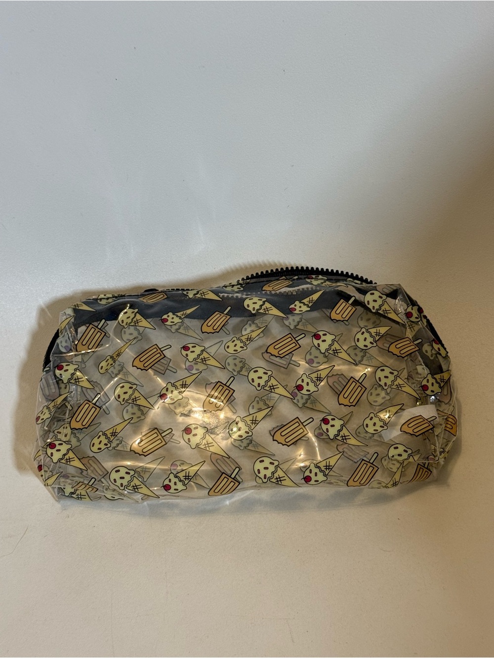 Clear Ice Cream Print Cosmetic Pouch